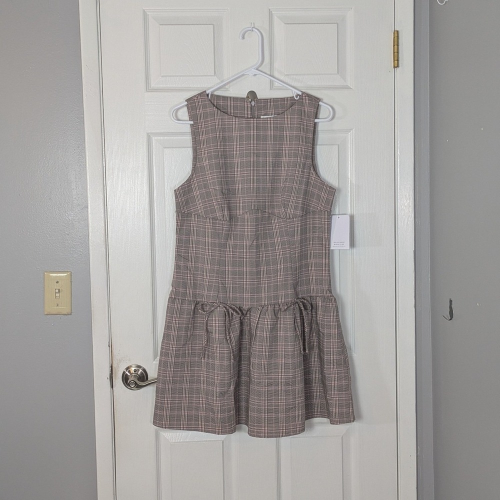 NWT Preppy Love, Fire Women's Plaid Sleeveless Drop Waist Mini Dress Size L